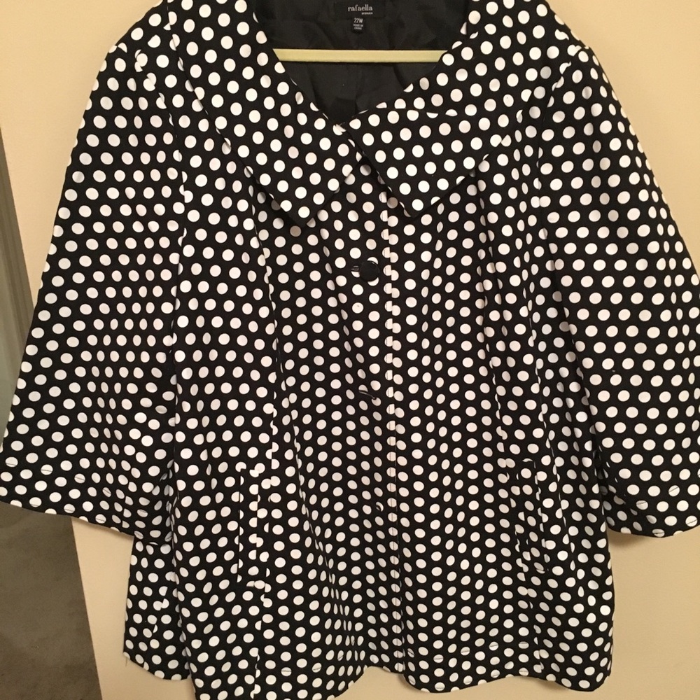 Black and white polka dot shawl color jacket